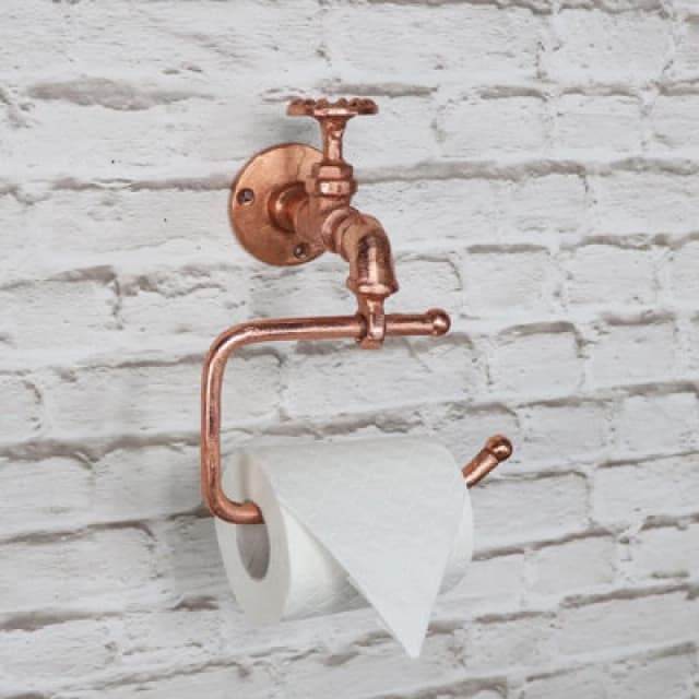 Melody Maison Copper Metal Tap Toilet Roll Holder 19cm X 21cm Copper