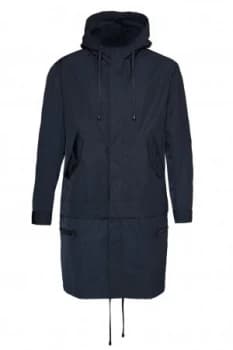 Mens French Connection Lightweight Nylon Detachable Parka Coat Blue