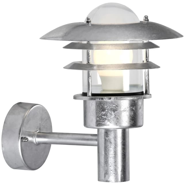 Nordlux Industrial Outdoor Wall Light Silver Galvanized steel E27 Coastal/Marine Safe - Mains Powered, IP44 Silver Unisex