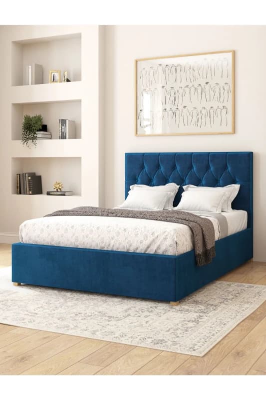 Aspire Aspire Olivier Electric Adjustable Bed Upholstered in Plush Velvet Fabric with Pocket Sprung Mattress UK Made in Navy Size: Single Navy Singl