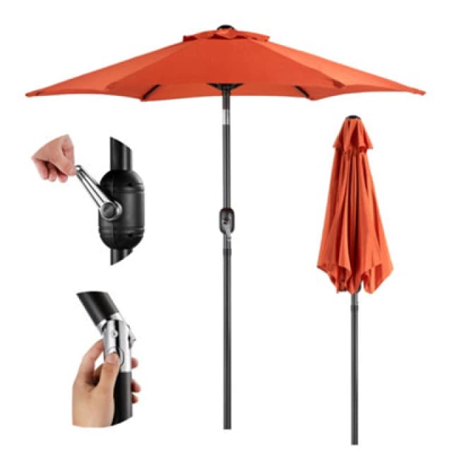 Vonhaus 2m Burnt Orange Steel Parasol 2502075