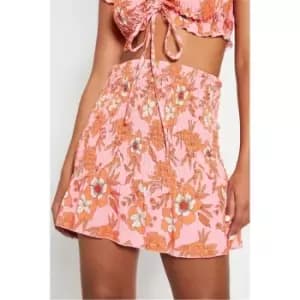 I Saw It First Orange Frill Hem Shirred Mini Skirt - Orange