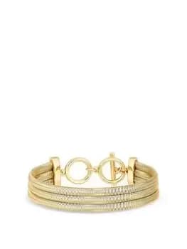 Mood Gold Slinky Flat Snake Chain Multirow Bracelet, Silver, Women