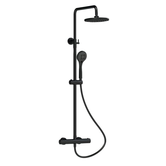 Balterley Thermostatic Shower Kit Fixed HeadAdjustable Handset Matt Black unisex