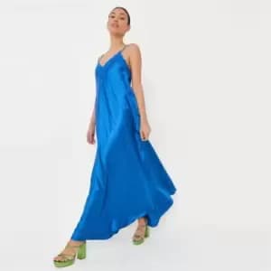 Missguided Detail Maxi Dress Cami Satin - Blue