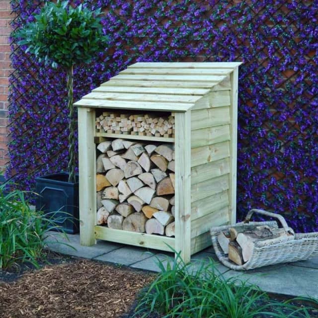Rutland County Garden Furniture Ltd Burley 4ft Log Store with Kindling Shelf, L80 x W89.5 x H128cm, Green Green Unisex