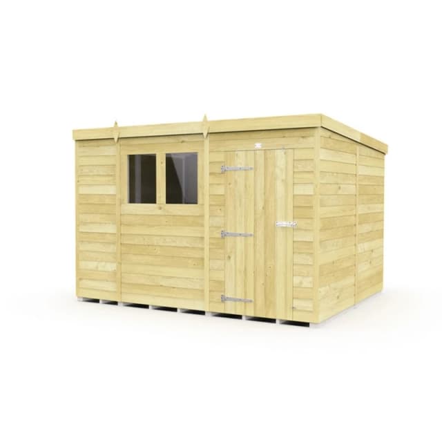 Buttercup Farm 10 x 8 Feet Pent Shed - Single Door W/ Windows - L231 x W302 x H201cm in Brown Brown Unisex