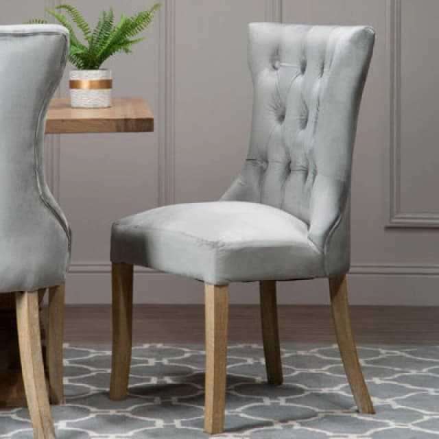 Premier Housewares Buttoned Dining Chair Grey