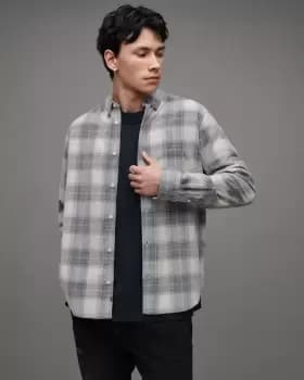 AllSaints Galdana Checked Ramskull Shirt