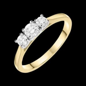 18ct Yellow Gold 0.50ct Diamond Trilogy Ring