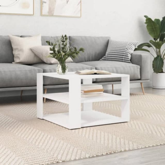 VIDAXL Coffee Table White 59.5x59.5x40cm Engineered Wood Vidaxl 8720845925178