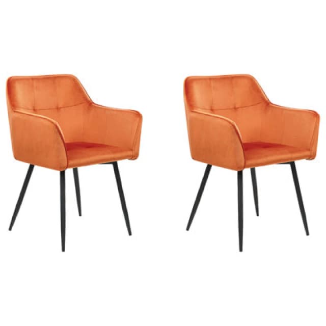 Beliani Set Of 2 Dining Chairs Jasmin Velvet Orange