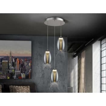 Schuller Nebula - Integrated LED 3 Light Crystal Cluster Drop Ceiling Pendant Chrome