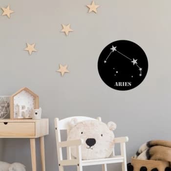Aries Horoscope - Black Decorative Metal Wall Accessory
