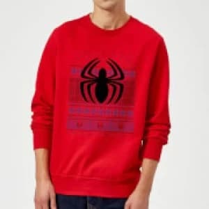 Marvel Avengers Spider-Man Logo Christmas Sweatshirt - Red - L