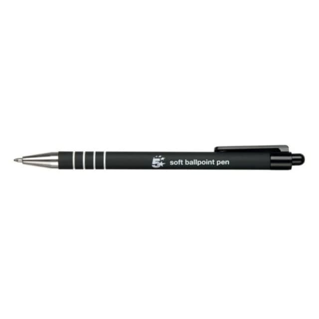 5 Star Office Retractable Ball Pen 0.5mm Line Black (12 Pack) 918508