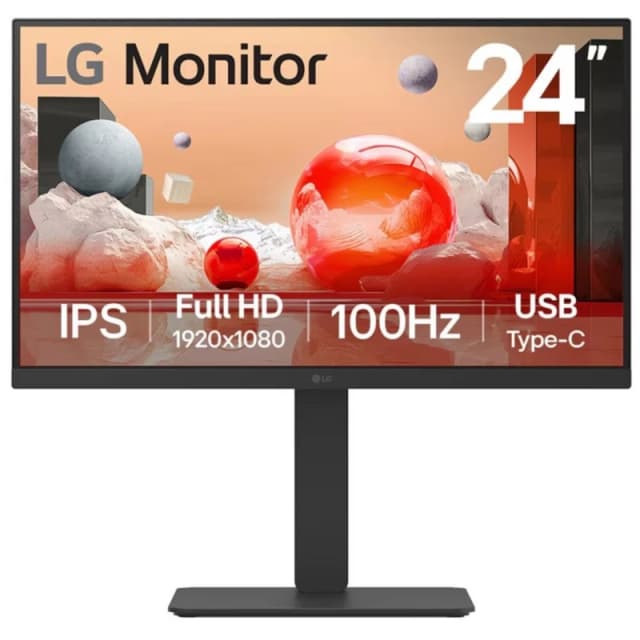 LG 24BA750 24 IPS Full HD 100Hz USB-C Height Adjustable Monitor 24BA750-B.AEK Black