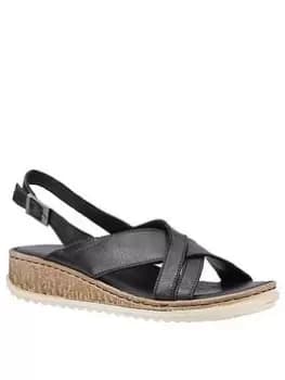 Hush Puppies Elena Cross Over Wedge Sandal - Black, Size 4, Women