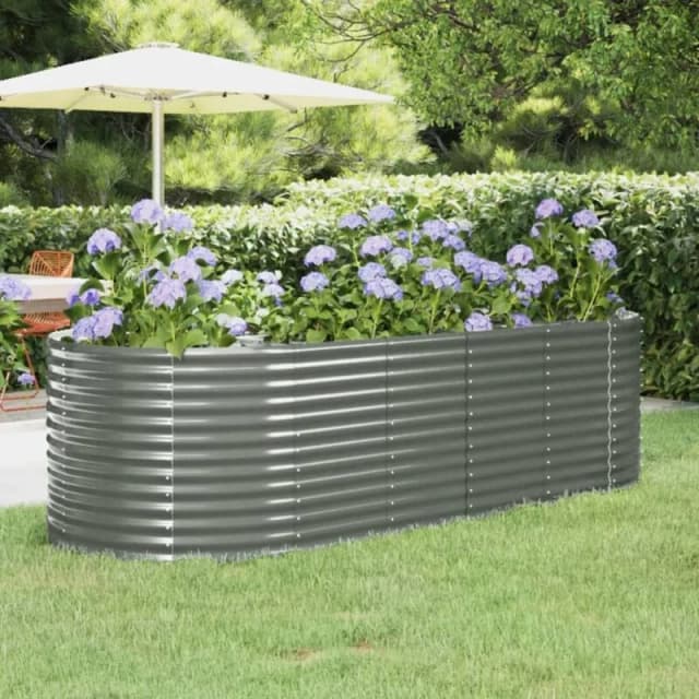 vidaXL Garden Raised Bed Powder-coated Steel 249x100x68cm Grey 319064