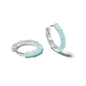 Daisy London 925 Sterling Silver Turquoise Stripe Huggie Hoop Earrings Sterling Silver