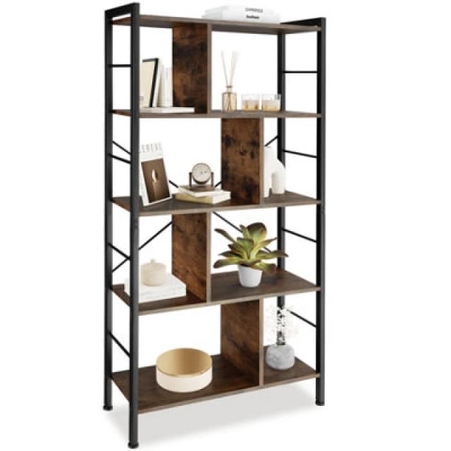 Tectake Standing Shelf Charleston 75.5X30X155Cm - Industrial Wood Dark, Rustic