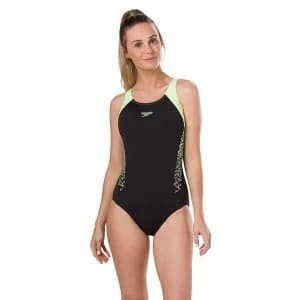 Speedo Boom Splice Muscleback Swimsuit Black/Zest 32"