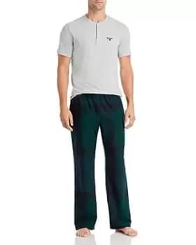 Barbour Stirling Cotton Blend Henley & Cotton Black Watch Tartan Pajama Pants Set