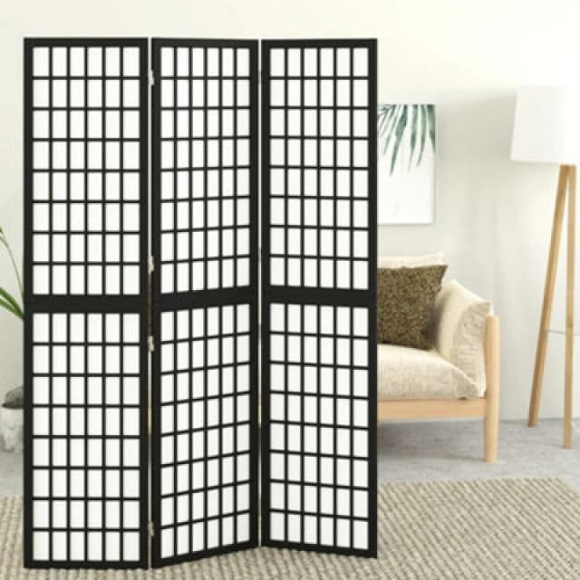 Vidaxl Folding 3-panel Room Divider Japanese Style 120X170 Cm Black 352079