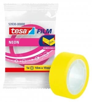 tesafilm Neon Tape w/Disp.19mm x 10m- 7 Pink & 7 Yellow PK14