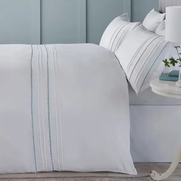 Serene RicRac Duvet Cover and Pillowcase Set Duck Egg (Blue)