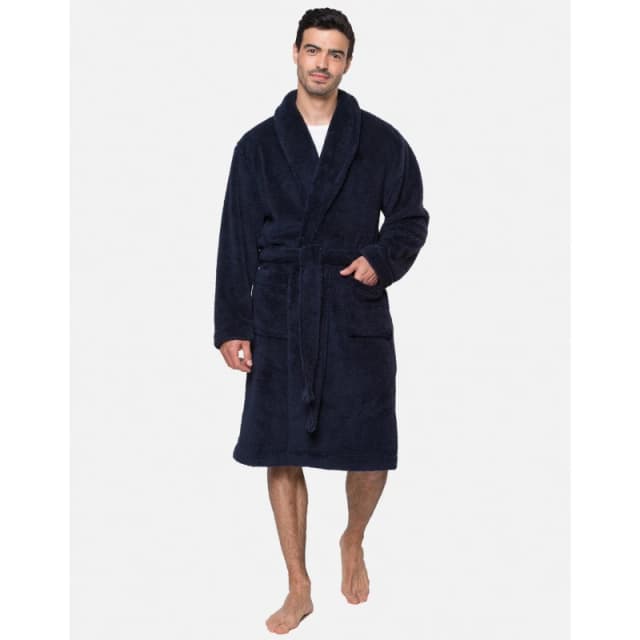 Threadbare Threadbare Men 'Robert' Teddy Fleece Dressing Gown in Navy Size: Small/Large Navy S/M Male 7625914877185