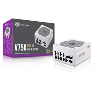 Cooler Master V750 Gold V2 White Edition 750W 135mm Silent FDB Fan 80 PLUS Gold Fully Modular PSU UK Plug