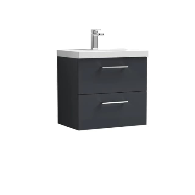 Balterley Bathroom 2 Soft Close Drawer Wall Hung Vanity Unit, Dark Grey, 600mm in Grey Grey Unisex