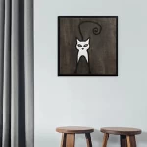 Cat 1 Black White Decorative Wooden Wall Accessory
