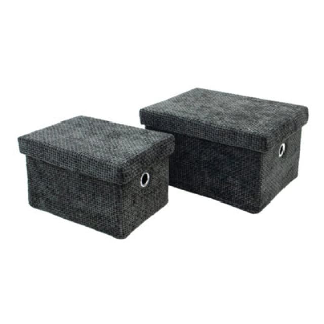 JVL Metro Set of 2 Rectangular Storage Baskets wit Soft Storage Set of 2 Black 40492703001