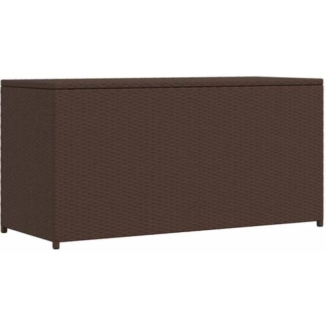 vidaXL Garden Storage Chest Poly Rattan Brown Outdoor Patio Utility Box Case