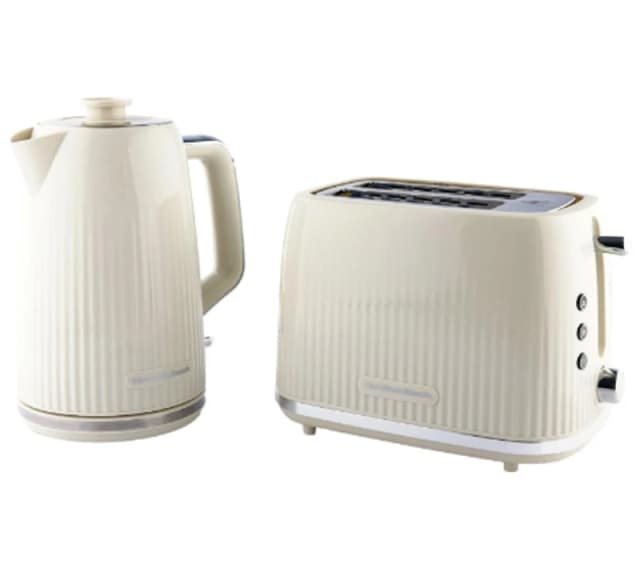 HAMILTON BEACH Miami Breakfast Jug Kettle & 2-Slice Toaster Bundle - Sand, White 5060916372115
