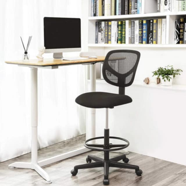 Songmics Drafting Stool Chair, High Office Chair, Ergonomic Painting Chair With Adjustable Height Footrest, Standing Desk Chair