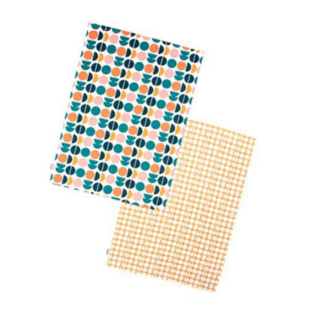 Dexam Recycled Cotton Retro Spot Set Of 2 Tea Towels Teal