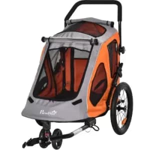 2-IN-1 Dog Bike Trailer Pet Carrier Stroller Reflector 140 x 71 x 105cm - Pawhut