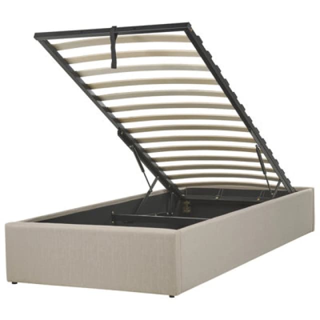 Beliani Ottoman Bed Without Headboard Fabric Dinan 90 X 200 Cm (Eu Single) Taupe