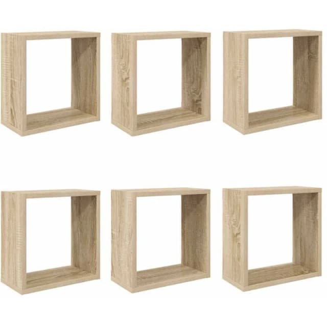 VIDAXL Wall Cube Shelves 6 pcs Sonoma Oak 30x15x30cm Vidaxl 8720286594278
