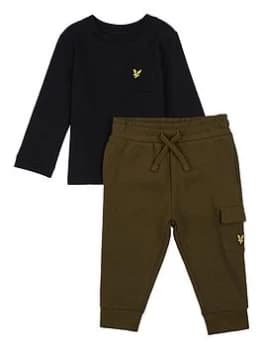 Lyle & Scott Toddler Boys Long Sleeve Utility Tee And Jog Set - Black, Size 12 Months