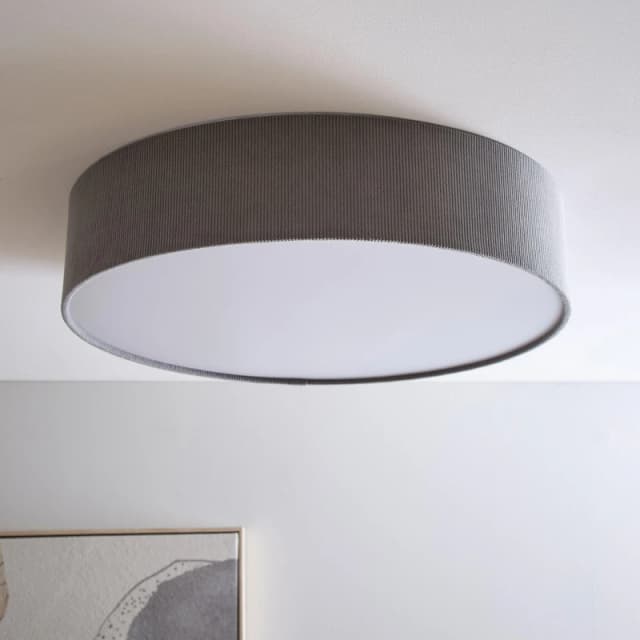 K Living Crete 45cm 3 Light Grey Velvet Drum Shade Grey unisex One Size