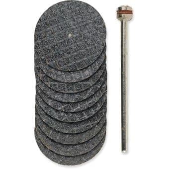 Proxxon Reinforced Aluminium Oxide Cutting Discs - 10 Proxxon Cutting Discs & Arbor - 22mm - 28808