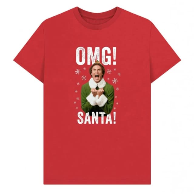 Elf Mens OMG Santa Graphic T-Shirt in Red Size: Small Red Male S