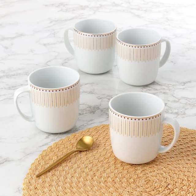 Waterside 4PC Gold Radiance Porcelain Mug Set Multi unisex ONE SIZE