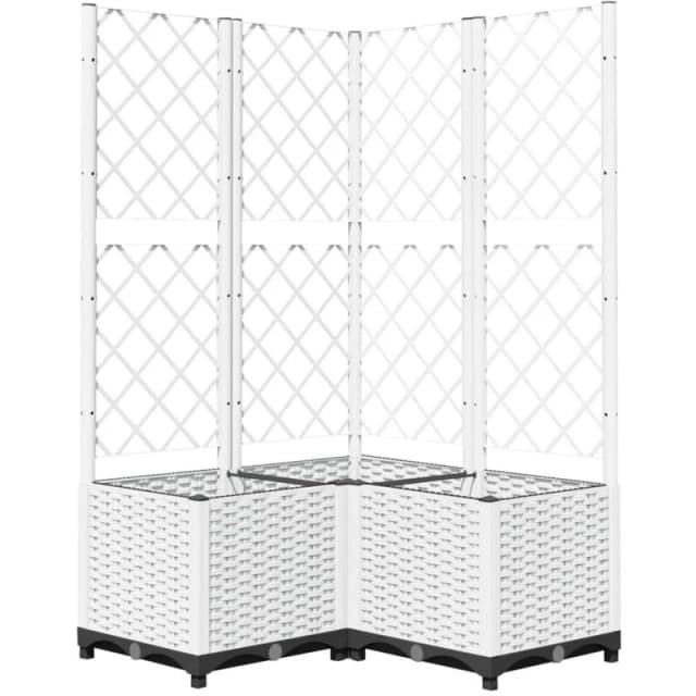 VIDAXL Garden Planter with Trellis White 80x80x136cm pp Vidaxl 8720845671785