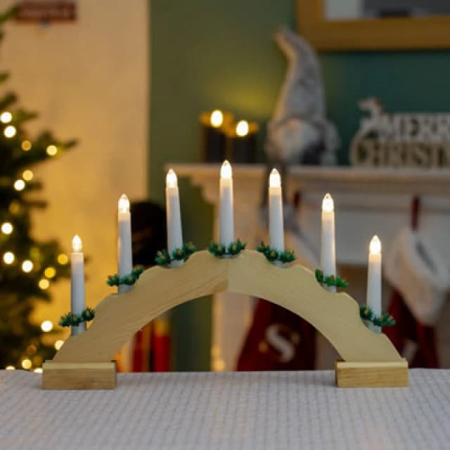 Christmas Workshop Arched Wooden Candle Bridge Light