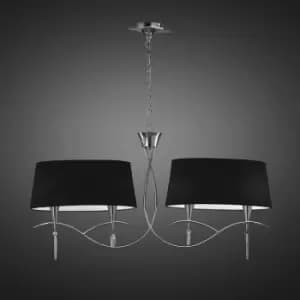 Mara 2 Arm pendant lamp 4 E14 bulbs, polished chrome with Black lampshades
